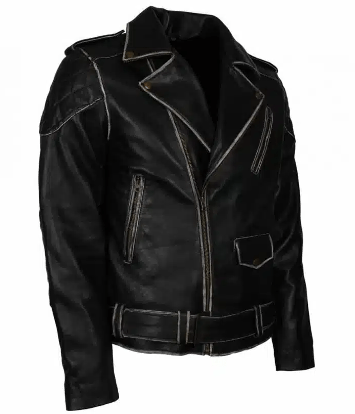 Men's Vintage Black Biker Leather Jacket