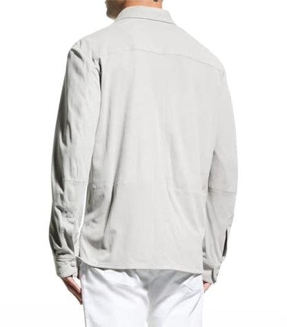 Men's White Full Sleeve Leather Shirt