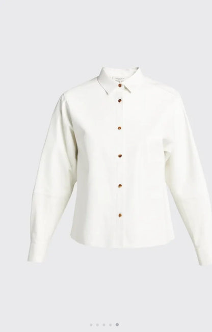 Women's Short White Leather Shirt