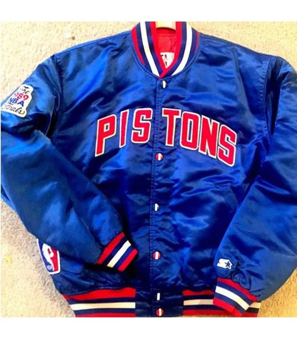 Vintage Detroit Pistons NBA Starter Satin Bomber Jacket