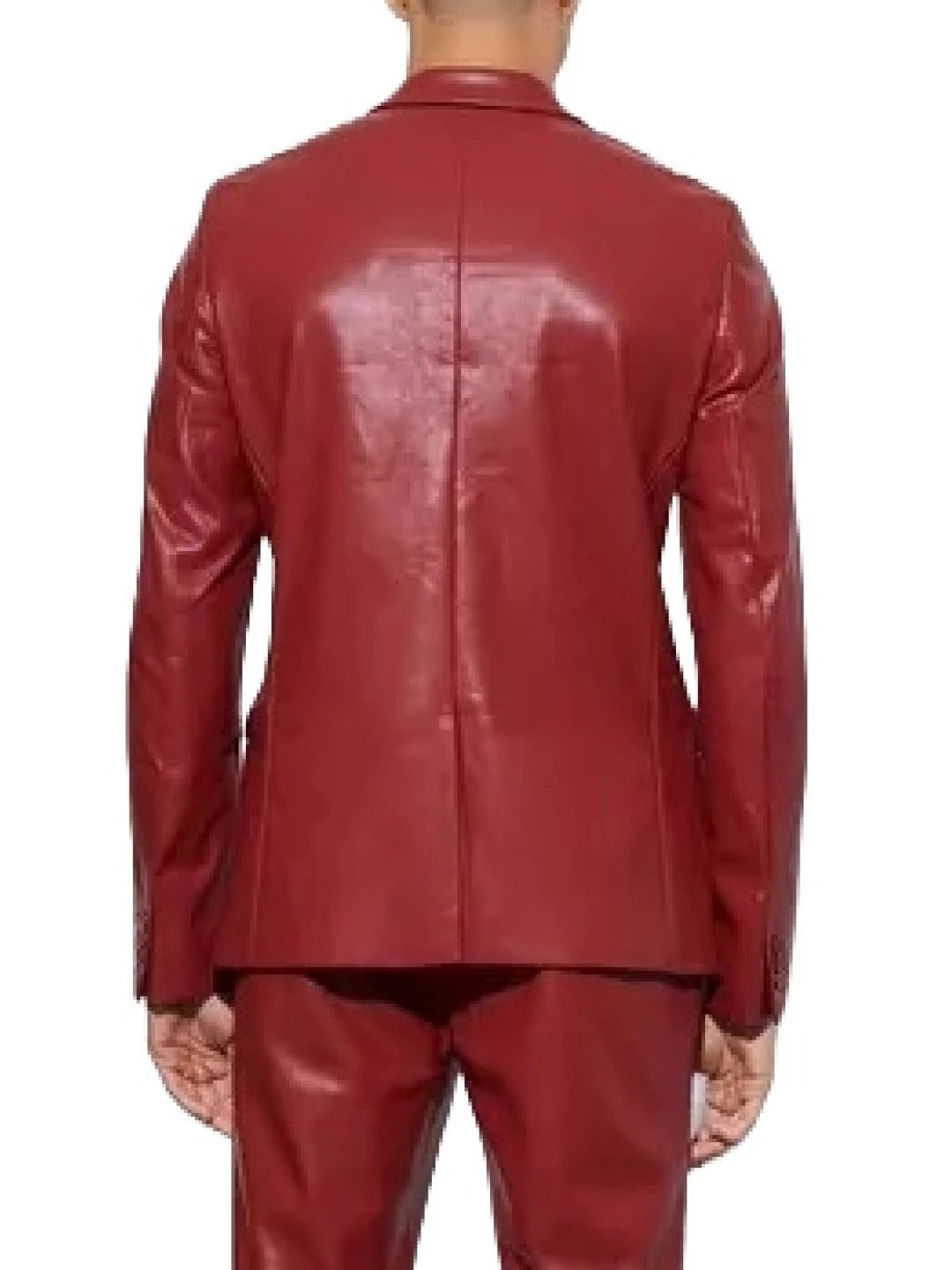 Men's Double Breasted Red Leather Blazer Bold & Sophisticated Outerwear