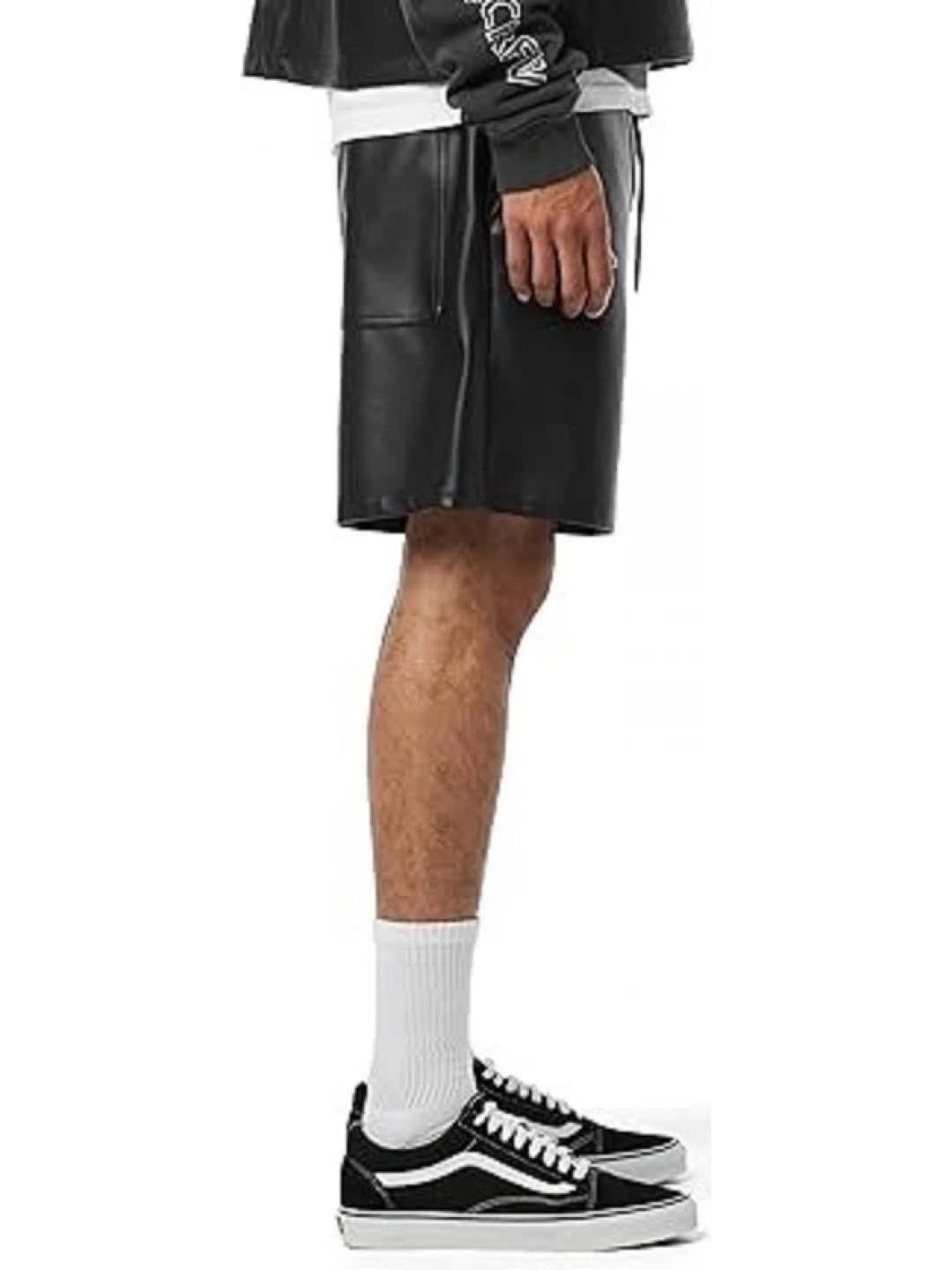 Men’s Black Leather Shorts with Elasticized Waist – Sleek and Comfortable