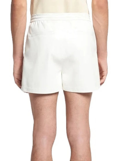 Men’s White Leather Shorts with Elasticized Waist – Comfortable and Trendy