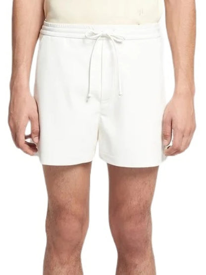 Men’s White Leather Shorts with Elasticized Waist – Comfortable and Trendy