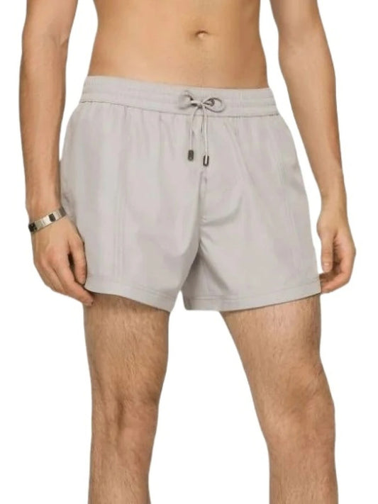 Men’s Off-White Leather Shorts with Elasticized Waistband – Stylish and Comfortable