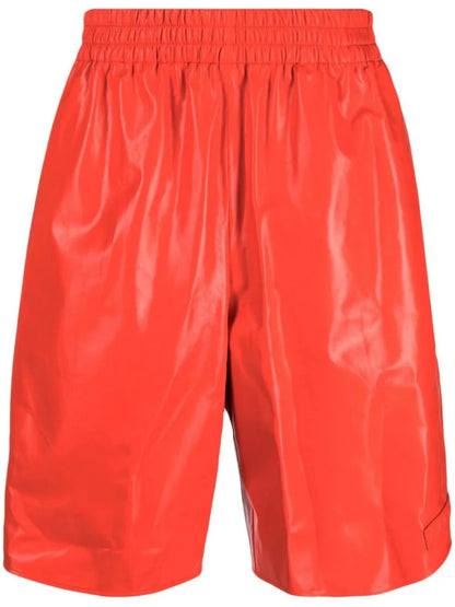 Men’s Orange Leather Shorts with Elasticized Waistband – Bold and Comfortable