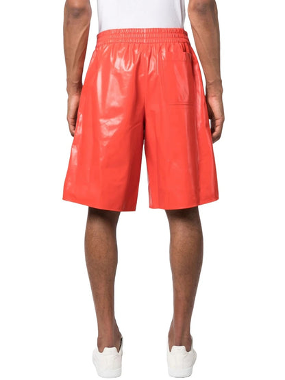 Men’s Orange Leather Shorts with Elasticized Waistband – Bold and Comfortable