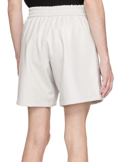 Men’s White Leather Shorts with Elasticized Waistband – Sleek and Comfortable