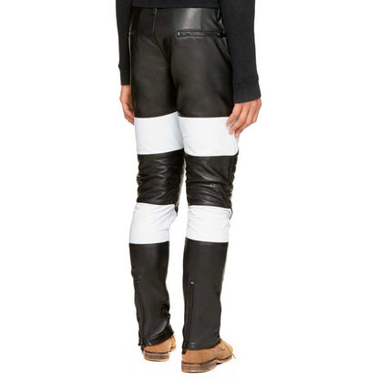 Leather Exotica White and Black Knee Patch Men's Leather Pants by Avanzar Leather