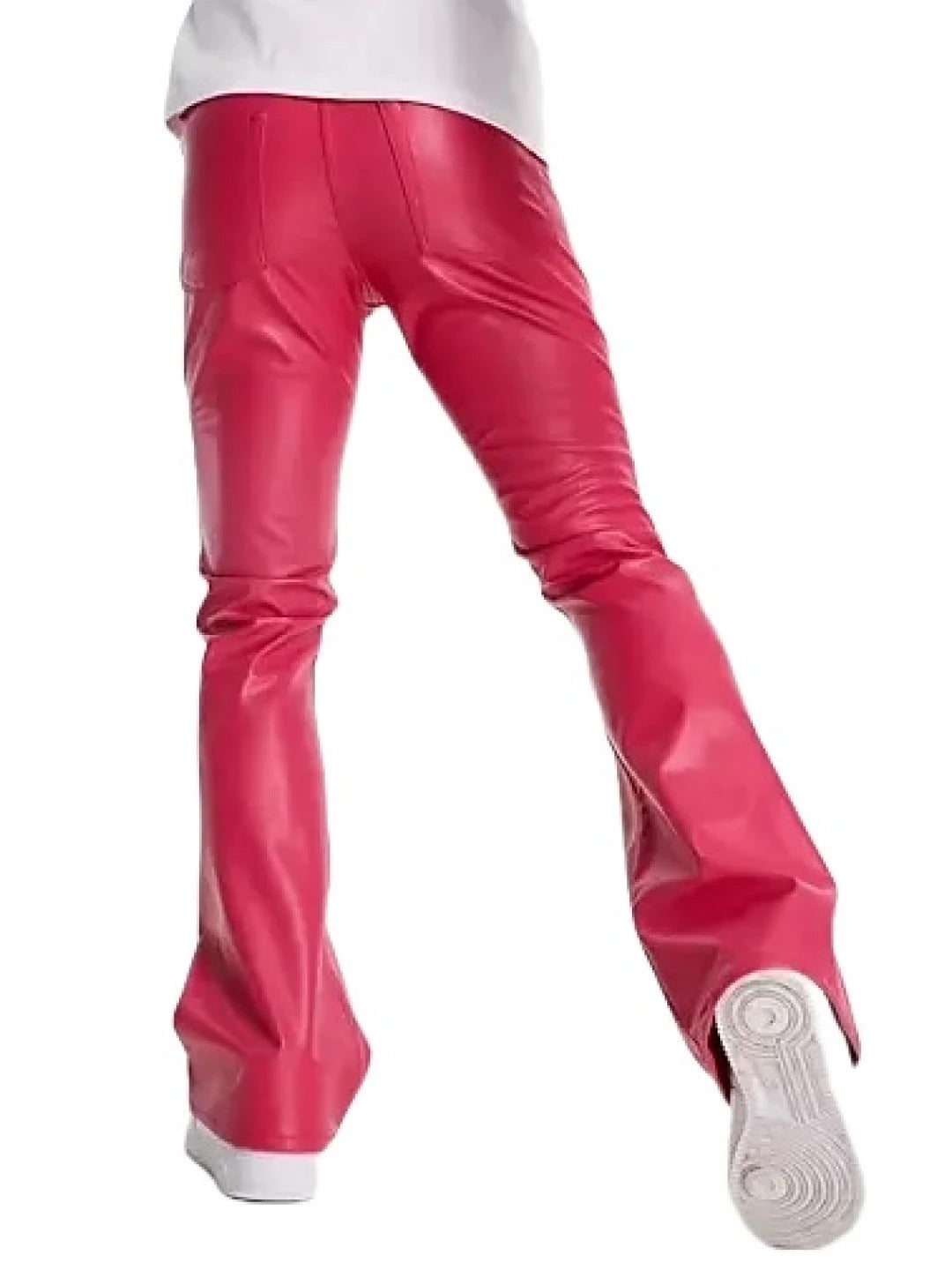 Flare Leather Pants in Pink for Women by Avanzar Leather