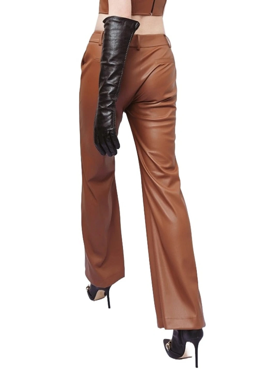 Flared Brown Leather Trousers