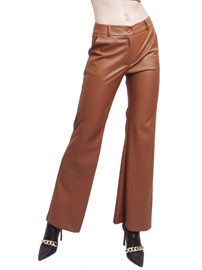 Flared Brown Leather Trousers