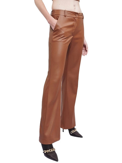 Flared Brown Leather Trousers