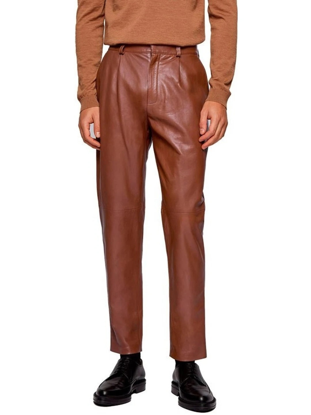 Formal Brown Leather Trousers for Men by Avanzar Leather