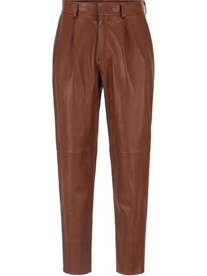 Formal Brown Leather Trousers for Men by Avanzar Leather