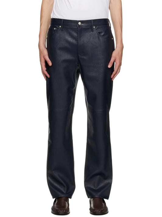 Formal Navy Blue Leather Trousers for Men by Avanzar Leather