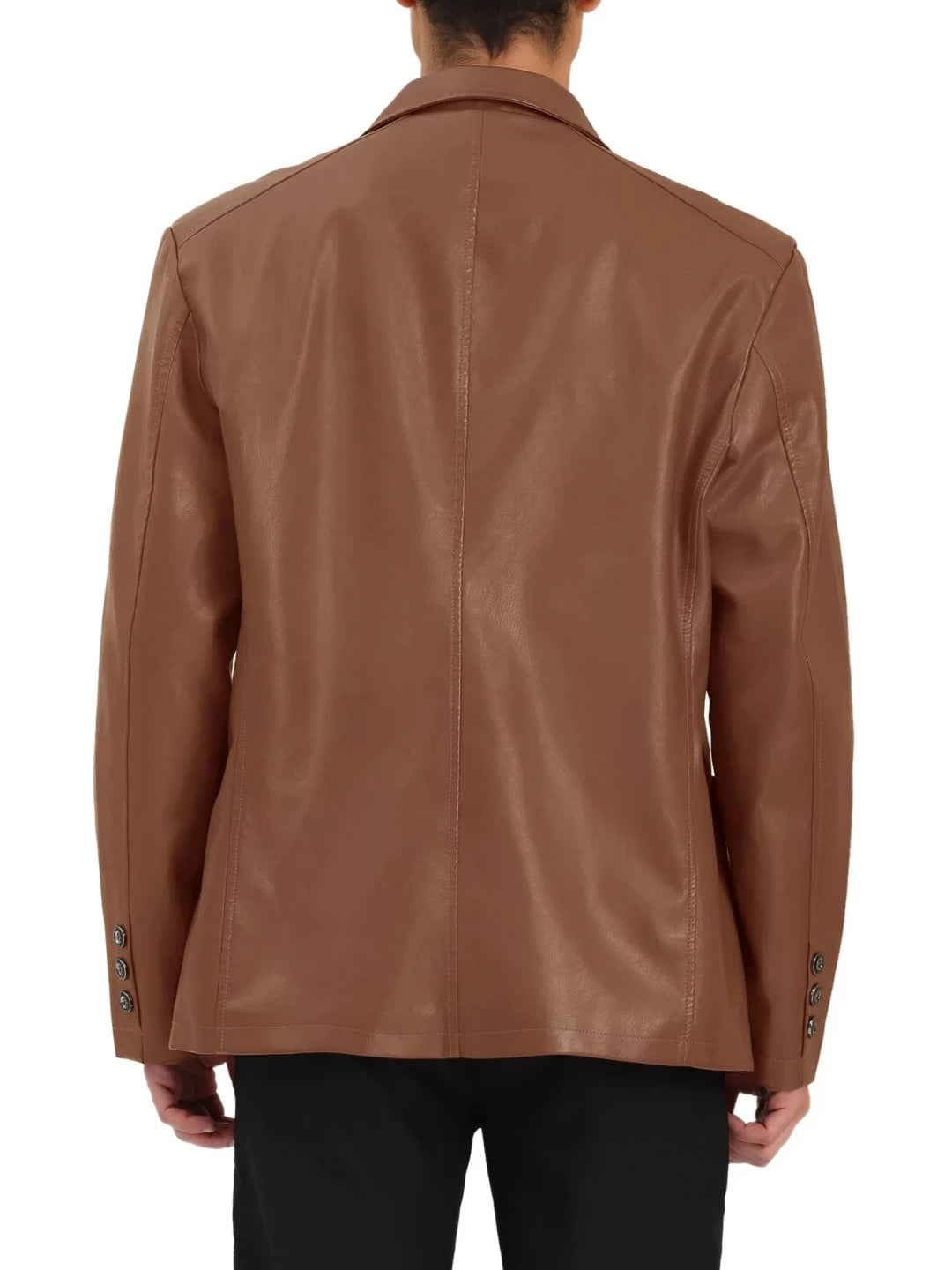 Men's Formal Sports Brown Leather Blazer Elegant & Versatile Outerwear