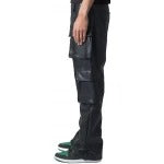 Four Flap Pockets Black Leather Cargo Trousers for Men by Avanzar Leather