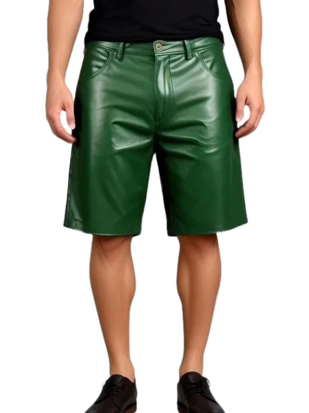 Men’s Green Leather Bermuda Shorts – Stylish and Comfortable Design