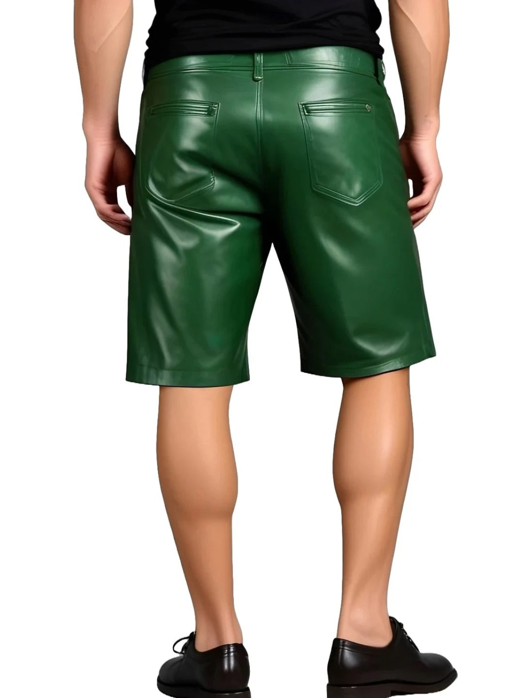 Men’s Green Leather Bermuda Shorts – Stylish and Comfortable Design