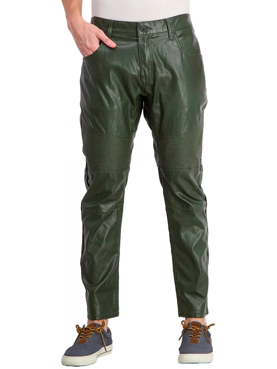 Green Leather Trousers for Men by Avanzar Leather