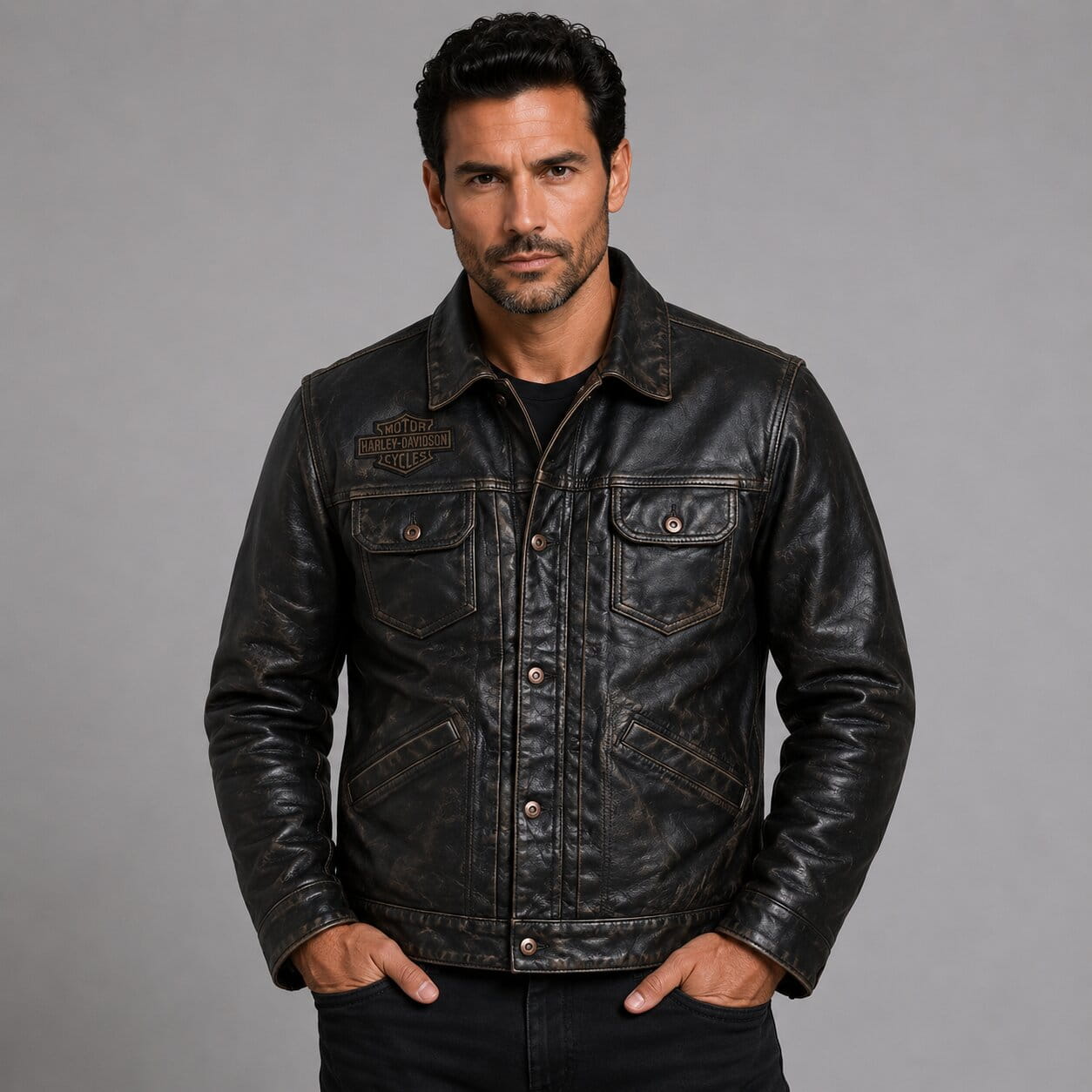 Harley Davidson Digger Slim Fit Leather Jacket for Men