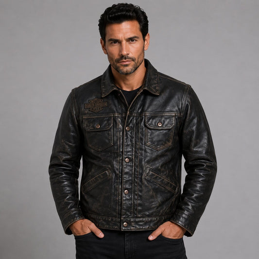 Harley Davidson Digger Slim Fit Leather Jacket for Men