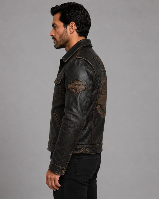 Harley Davidson Digger Slim Fit Leather Jacket for Men