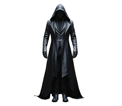 Hooded Leather Trench Coat Stylish All-Weather Protection