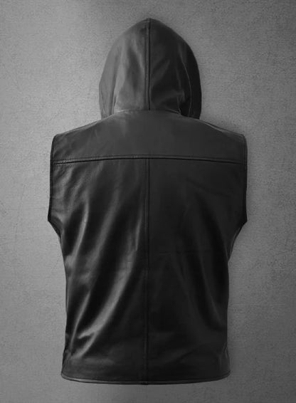 Leather Hood Vest - Premium Men's Leather Vest with Hood Avanzar Leather