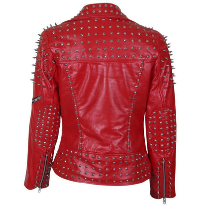 Avanzar Leather Red Studded Sheepskin Jacket