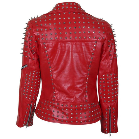 Avanzar Leather Red Studded Sheepskin Jacket