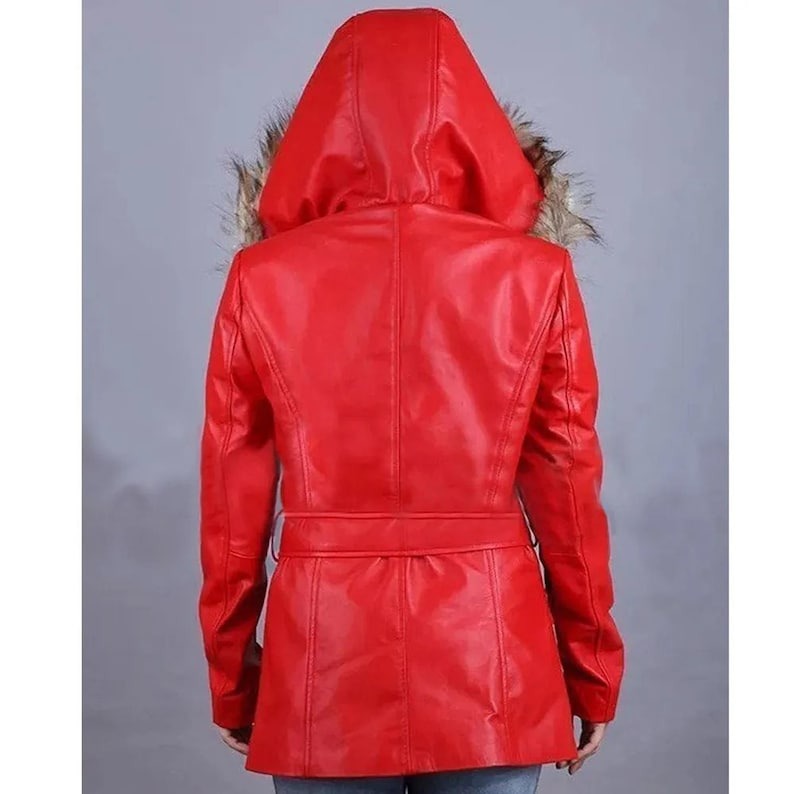 Women's Christmas Chronicles Fur Coat - Goldie Hawn-Inspired Hooded Leather Coat