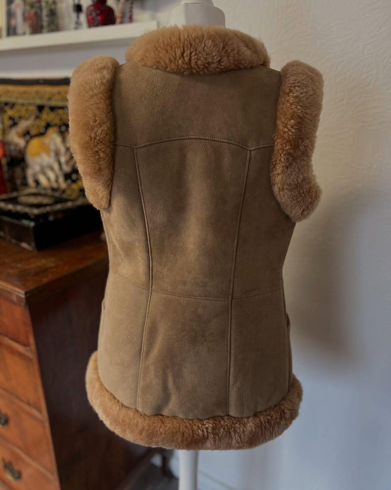 Women's western boho suede vest with shearling lining