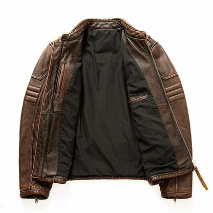 Inner lining detail of men's biker jacket