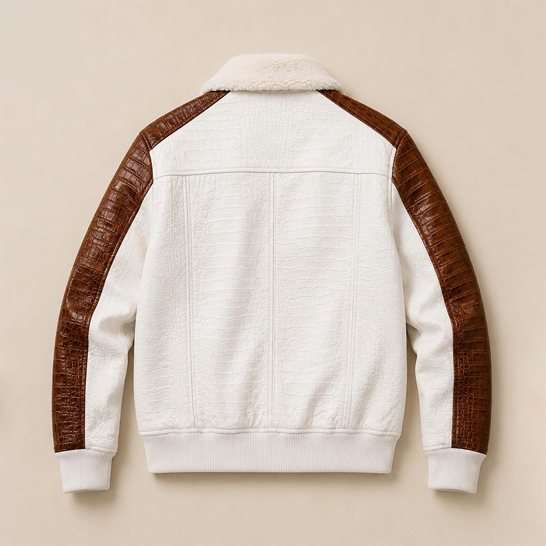 Men's winter crocodile leather bomber jacket