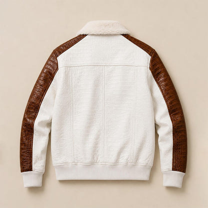 Men's winter crocodile leather bomber jacket