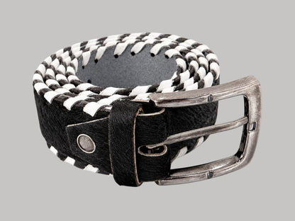 Genuine Hairy Cowhide Leather Gift Set Belt