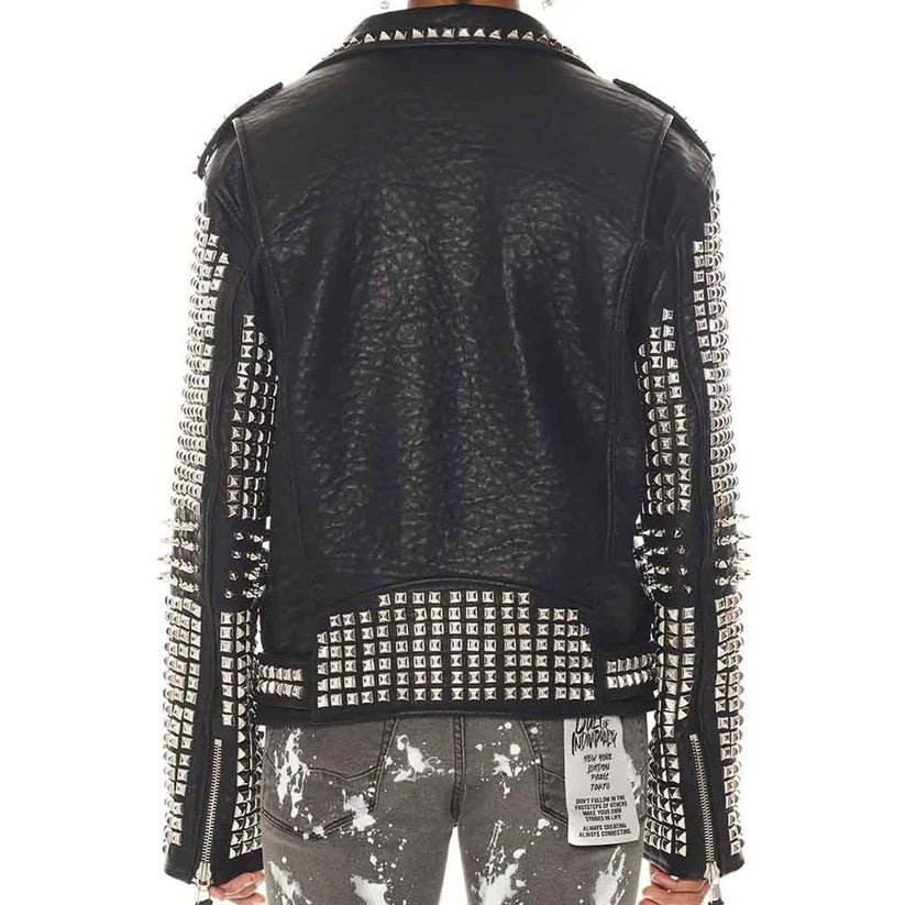 Avanzar Classic Studded Leather Biker Jacket