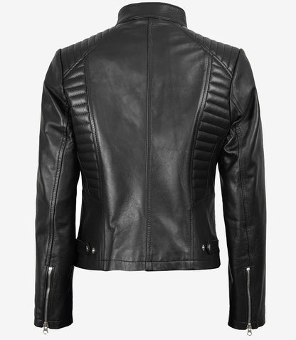 Avanzar Leather Women’s Classic Black Café Racer Jacket