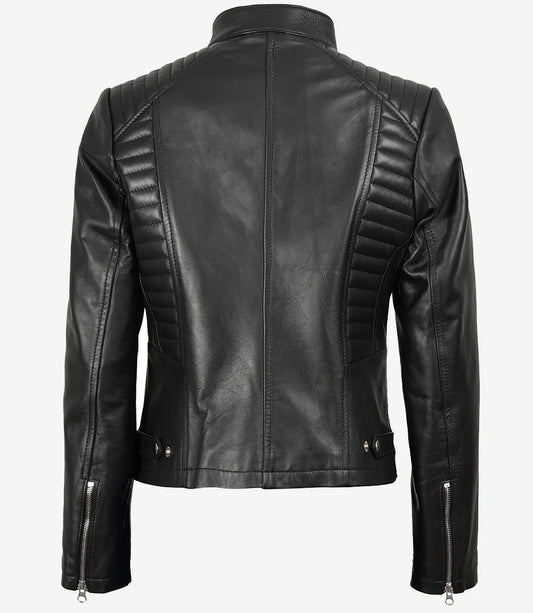 Avanzar Leather Women’s Classic Black Café Racer Jacket