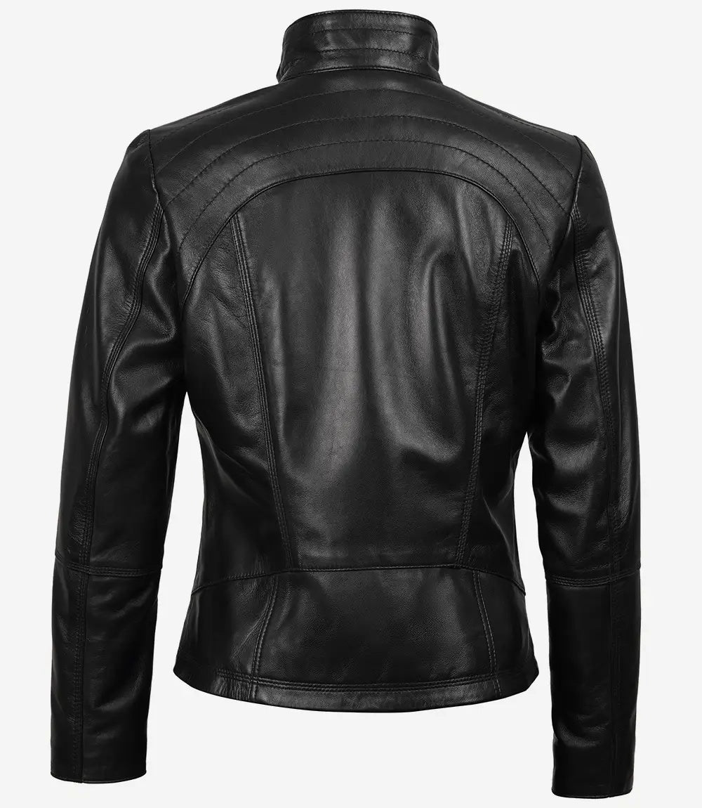 Avanzar Leather Women’s Black Moto Café Racer Jacket