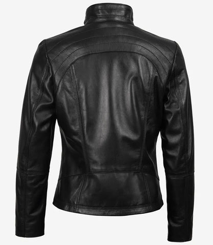 Avanzar Leather Women’s Black Moto Café Racer Jacket