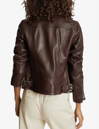 Women’s Chocolate Brown Biker Leather Jacket | Avanzar Leather