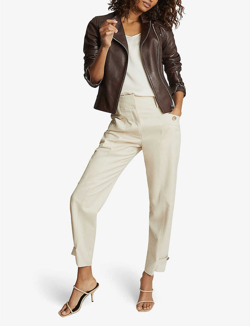 Women’s Chocolate Brown Biker Leather Jacket | Avanzar Leather