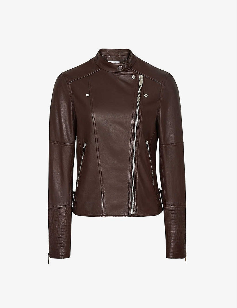 Women’s Chocolate Brown Biker Leather Jacket | Avanzar Leather