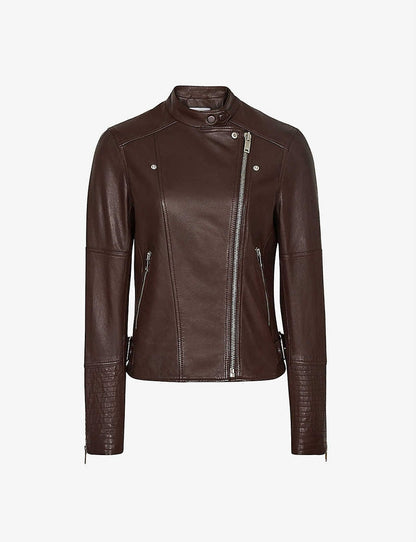 Women’s Chocolate Brown Biker Leather Jacket | Avanzar Leather