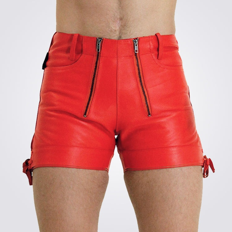 Men’s Red Leather Shorts – Avanzar Leather