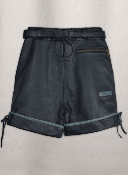 Men’s Dark Blue Leather Shorts with Light Blue Accents – Avanzar Leather