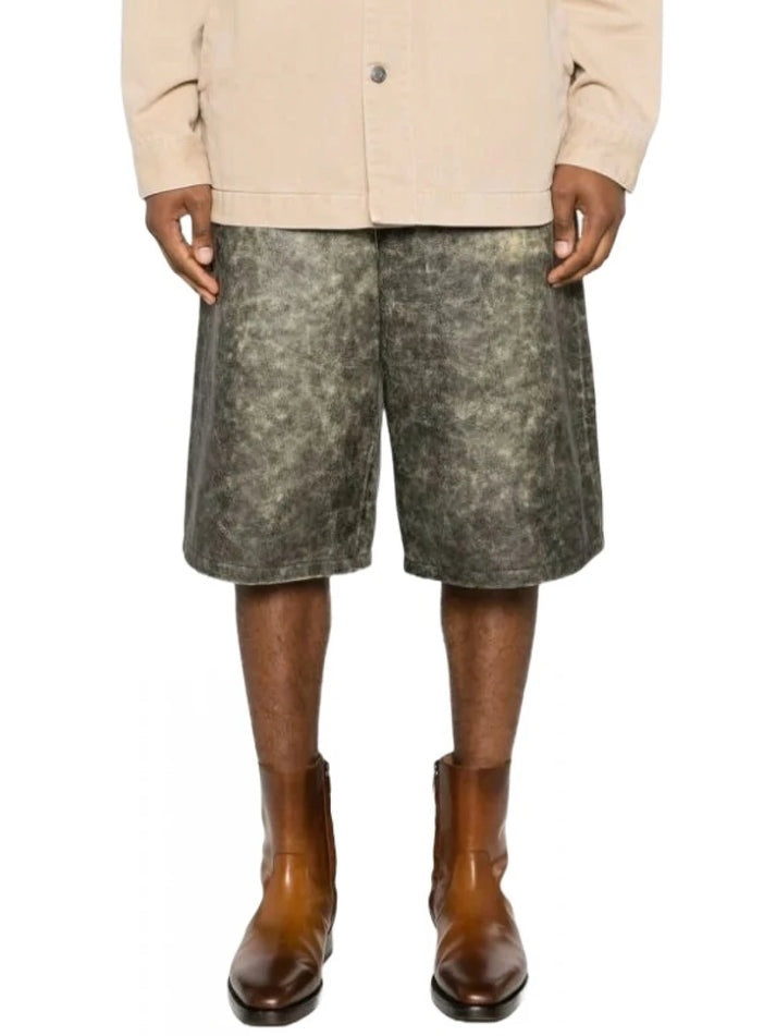 Men’s Distressed Black Leather Bermuda Shorts – Avanzar Leather